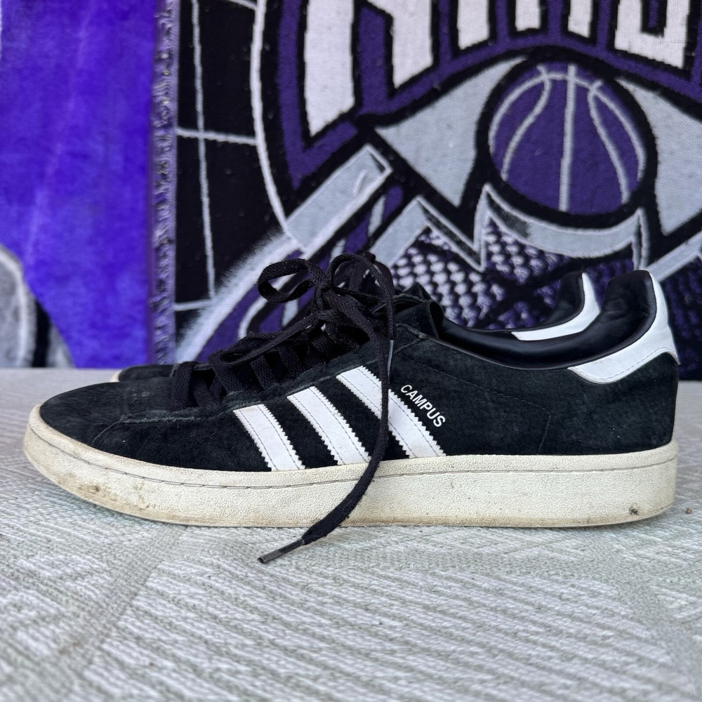 Size 13 - Adidas Campus Mens Black 3 Stripes Casual Shoes Sneakers BZ0084 2017